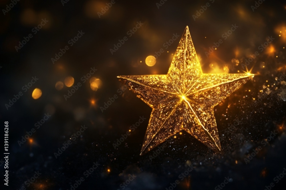 Golden Christmas Star on Dark Background Golden Christmas Star on Dark Background