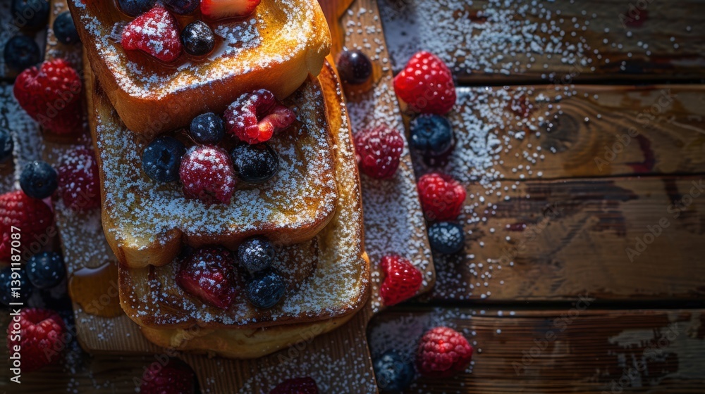 French Toast Stack with Berries and Powdered Sugar