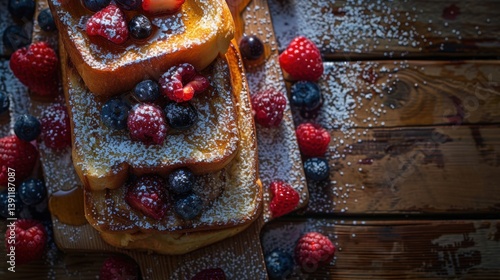 Obraz na płótnie French Toast Stack with Berries and Powdered Sugar w salonie