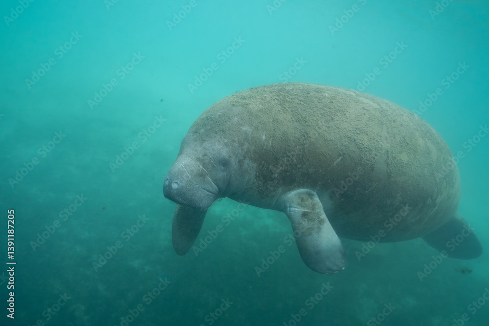 Fototapeta premium Manatee swimming in natural spring