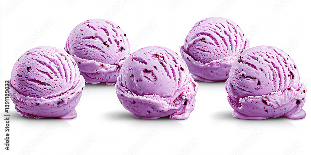 Fototapeta premium Scoops of Lavender Ice Cream Array Dessert Delights Purple Frozen Treat Sweet Refreshment Delicious
