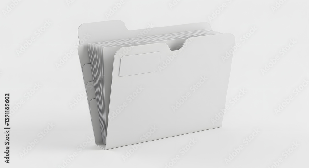 Organized Gray File Folder with Dividers on White Background for Business Organized Gray File Folder with Dividers on White Background for Business