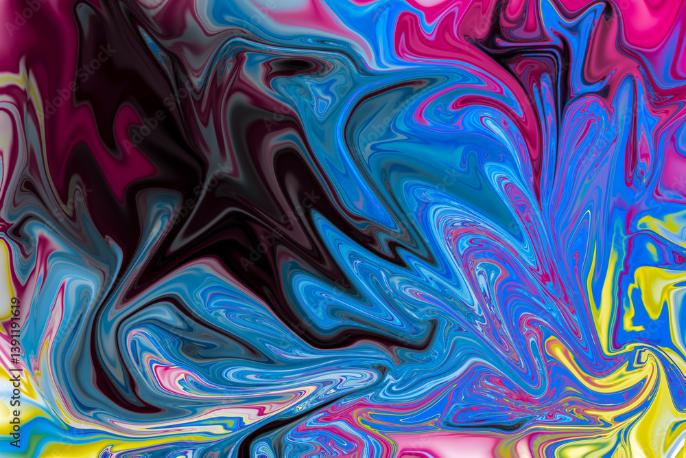 Vibrant swirl of blue, pink, and yellow. Abstract art, fluid dynamics concept. Vibrant swirl of blue, pink, and yellow. Abstract art, fluid dynamics concept.