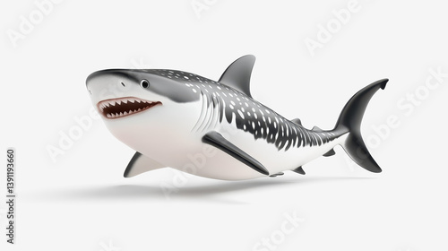 Wallpaper Mural Captivating 3d illustration of a large-mouthed shark swimming in the vibrant ocean water full body perspective Torontodigital.ca