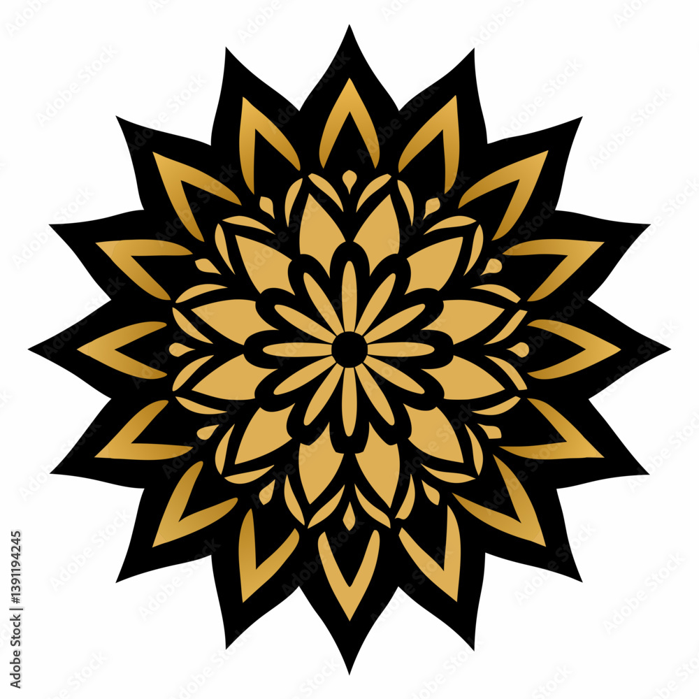 An intricate golden and black mandala An intricate golden and black mandala