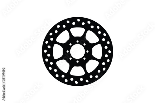 Bike brake disc silhouette on white background
