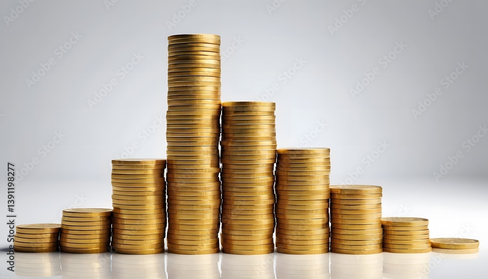 Gold Coin Stacks Illustrating Financial Growth Gold Coin Stacks Illustrating Financial Growth