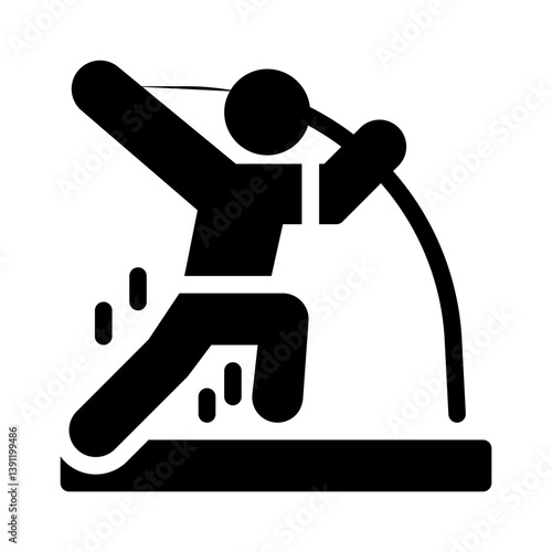 pole vault glyph icon