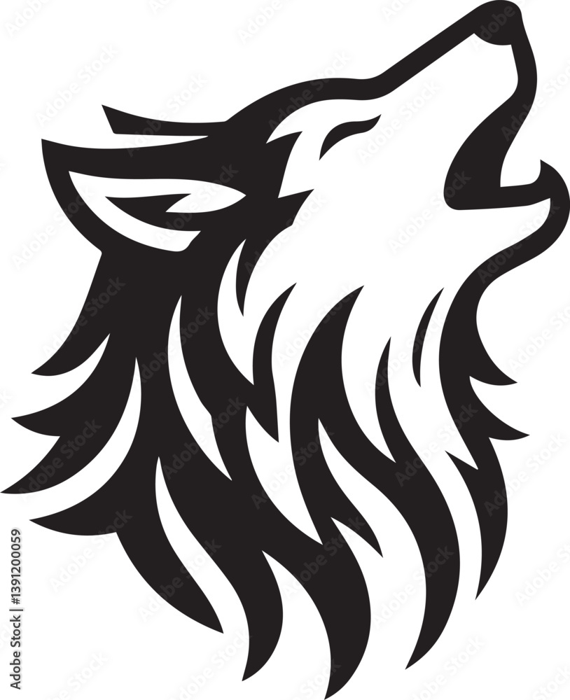 Obraz premium wolf head silhouette vector, wolf head logo vector, wolf head vector illustration