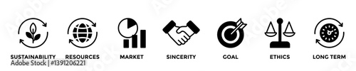 CSR web banner concept with group of icons for business and media in mix style
