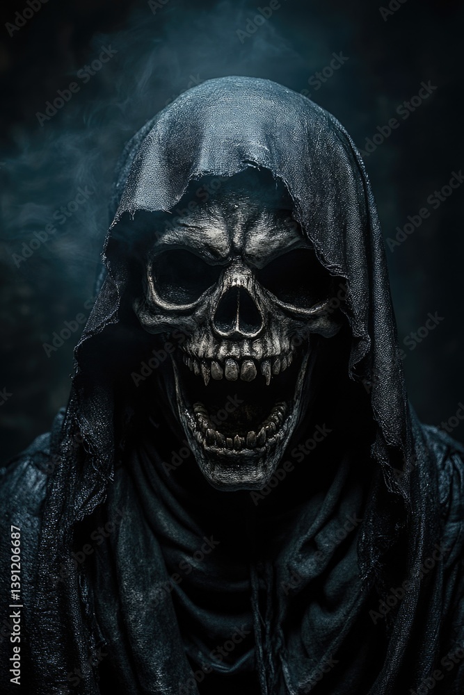 Skeleton in Black Robe Hood Skeleton in Black Robe Hood