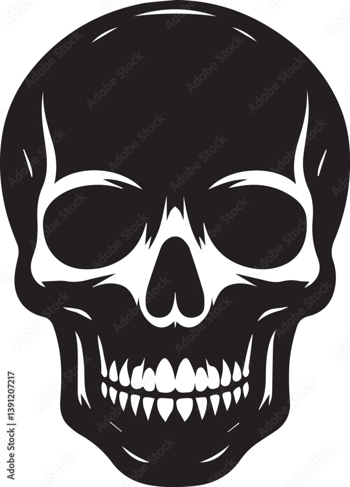 Fototapeta premium black human skull vector illustration, human skull silhouette vector, human skull logo vector, vector illustration