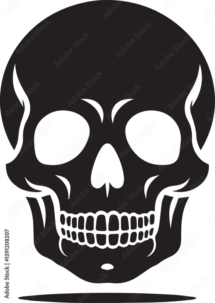 Fototapeta premium black human skull vector illustration, human skull silhouette vector, human skull logo vector, vector illustration