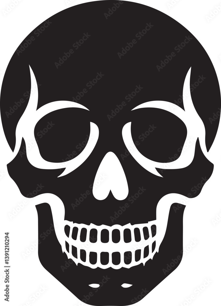 Obraz premium black human skull vector illustration, human skull silhouette vector, human skull logo vector, vector illustration