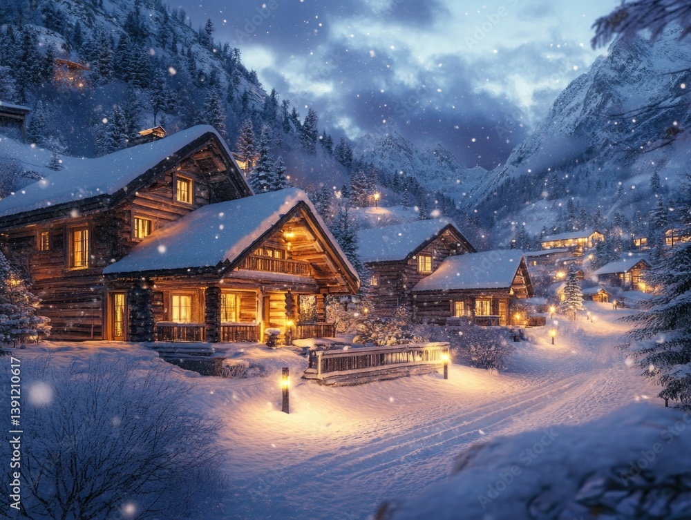 Mountain Cabin at Night Mountain Cabin at Night