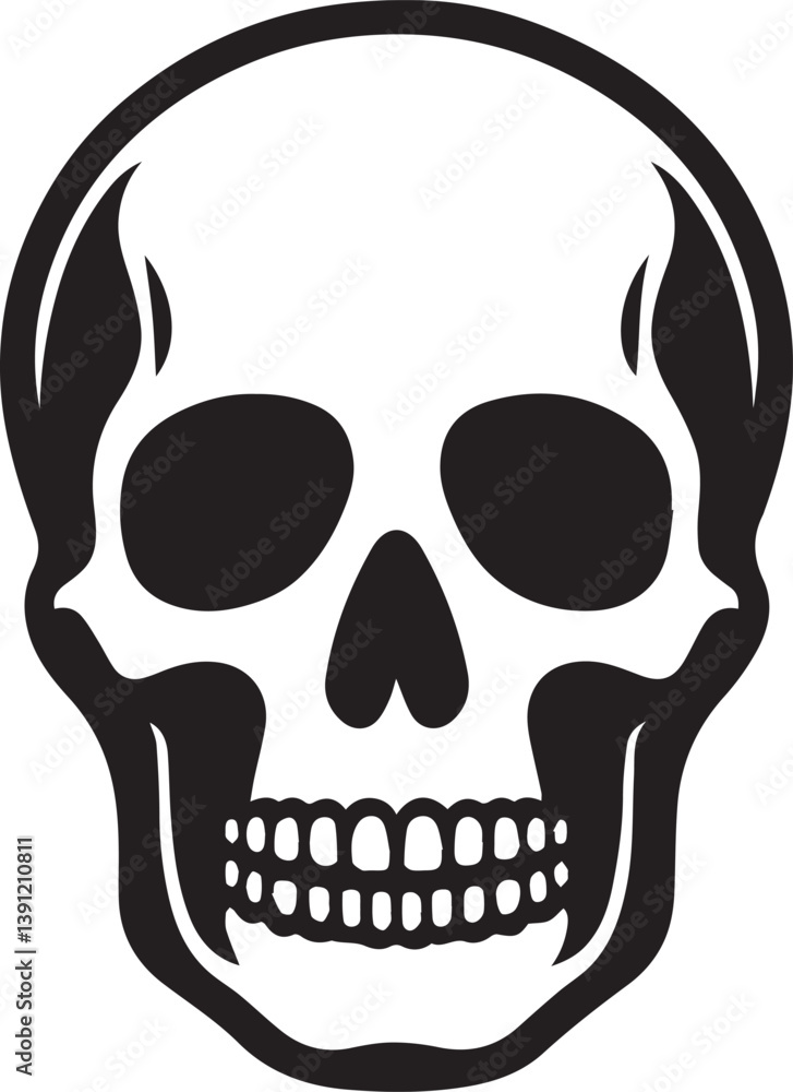 Obraz premium black human skull vector illustration, human skull silhouette vector, human skull logo vector, vector illustration