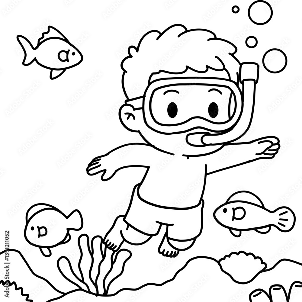 Obraz premium Kids Summer Activity Coloring Page