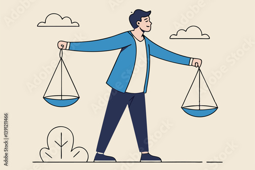 Comparison advantage and disadvantage, integrity or honest truth, pros and cons or measurement, judge or ethical, decision or balance concept, businessman comparing scale to be equal, fair measuring.