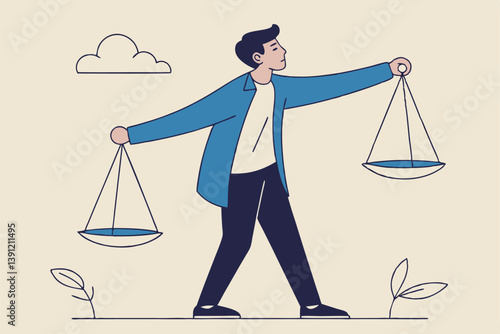 Comparison advantage and disadvantage, integrity or honest truth, pros and cons or measurement, judge or ethical, decision or balance concept, businessman comparing scale to be equal, fair measuring.