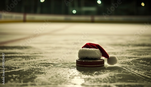 Wallpaper Mural Festive Holiday Ice Rink Scene with Santa Hat and Puck Torontodigital.ca