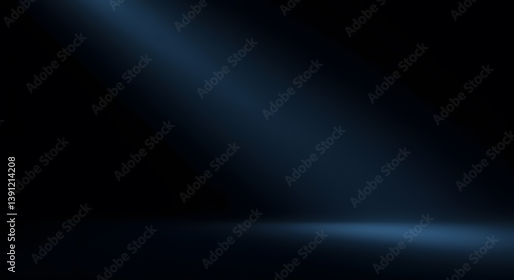 gradient shadows, Diagonal light beam crossing dark background dramatic effect for black friday advertisement, minimalist abstract, moody ambiance, deep black and blue tones, mysterious glow,