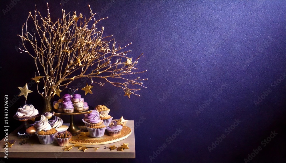 Fototapeta premium おいしそうなカップケーキ、パーティーディスプレー