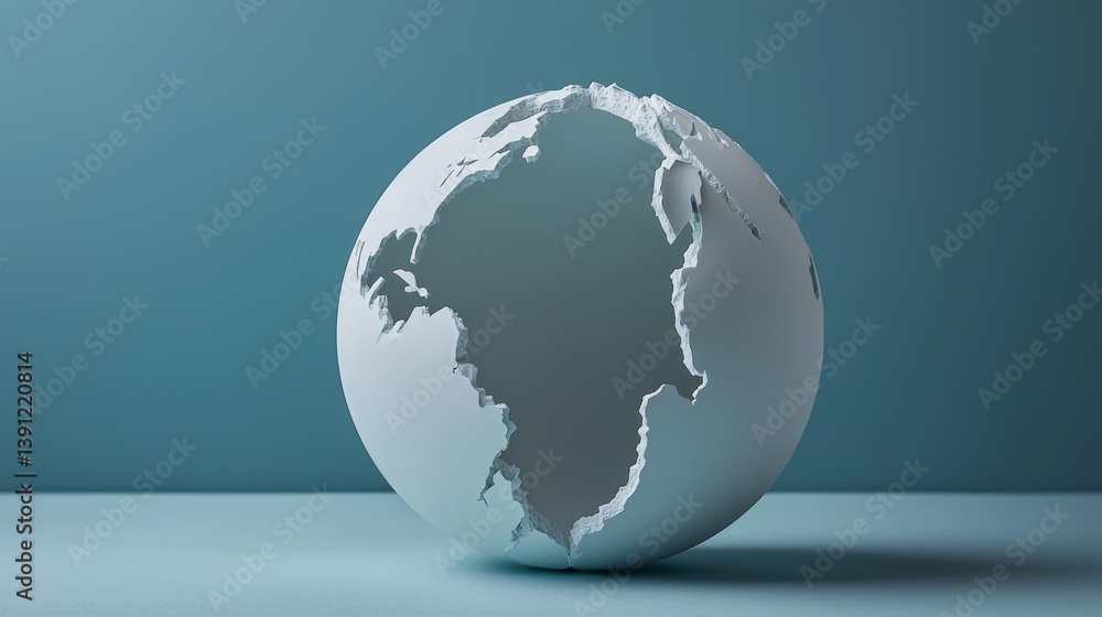 Obraz premium A minimalist globe design symbolizing environmental awareness and climate change.