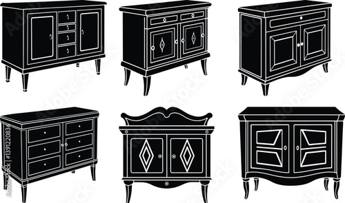 Sideboard silhouette vector
