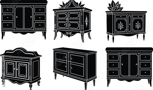 Sideboard silhouette vector