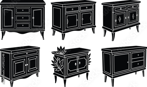 Sideboard silhouette vector