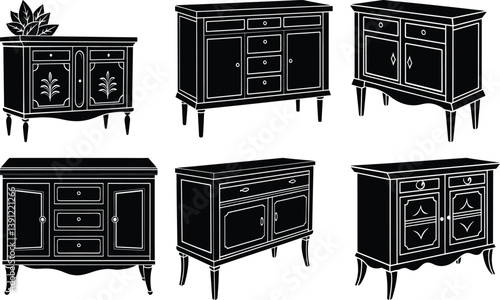 Sideboard silhouette vector