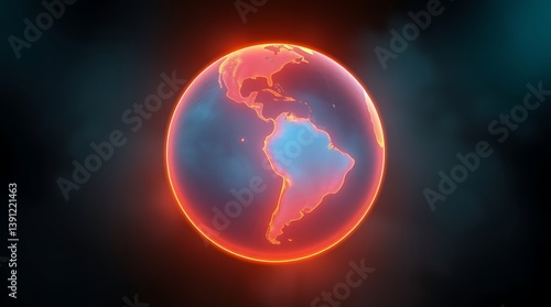 Wallpaper Mural Global Warming Visualization: A striking digital rendering of Earth, consumed by fiery hues, serving as a stark visual metaphor for the climate crisis, global warming Torontodigital.ca