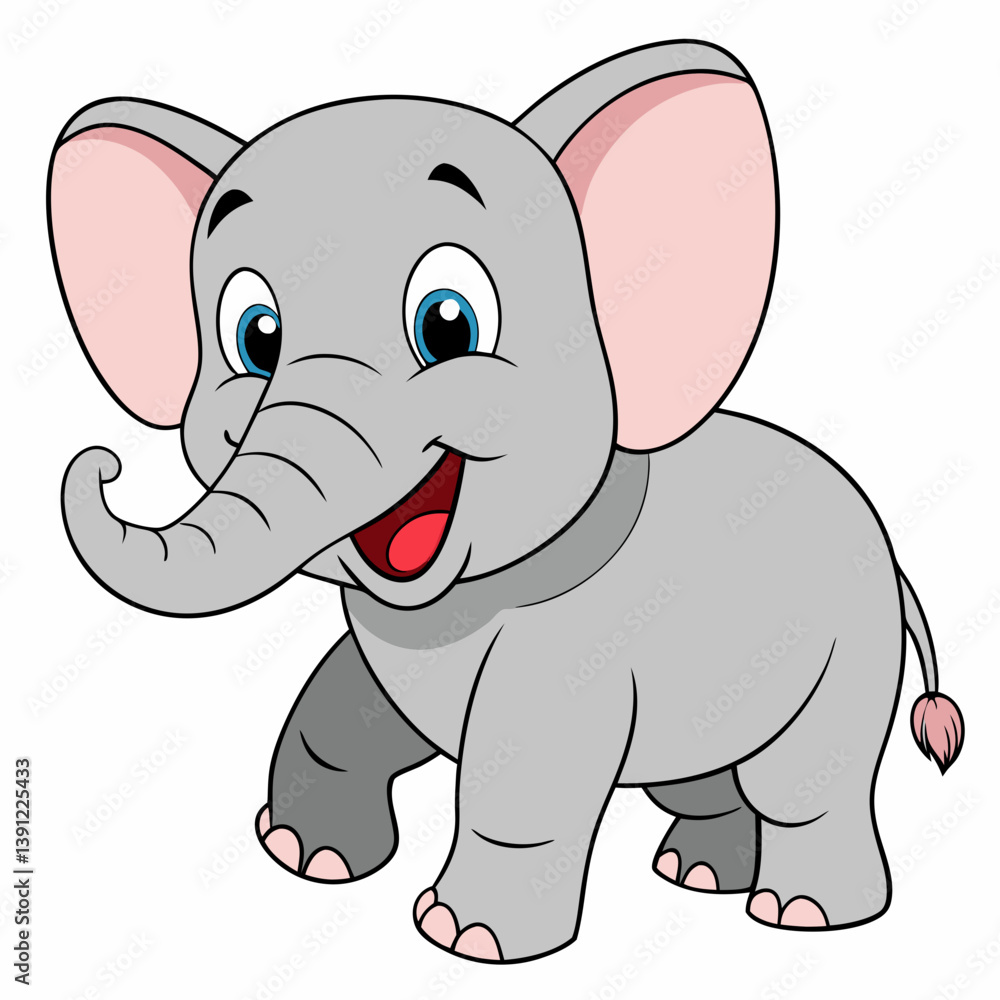 Fototapeta premium Laughing Baby Elephant Cartoon: Cute & Funny Vector Design Illustration