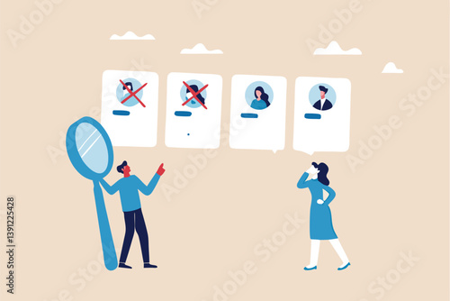 Redundant job, layoff staff or reduce head count, fired employee or worker, losing job from economic recession, dismiss or picking redundant staff concept, businessman HR choose redundancy employee.