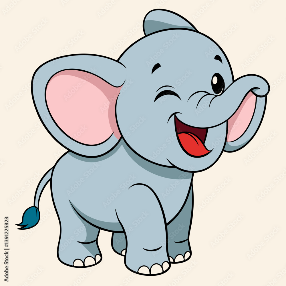 Obraz premium Laughing Baby Elephant Cartoon: Cute & Funny Vector Design Illustration