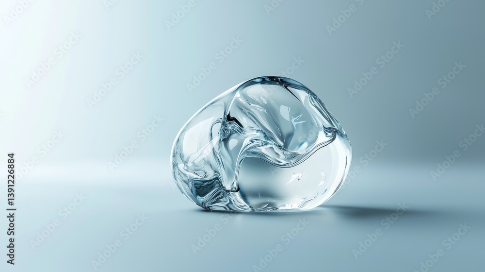 A smooth, translucent crystal object reflecting light elegantly on a simple background. A smooth, translucent crystal object reflecting light elegantly on a simple background.
