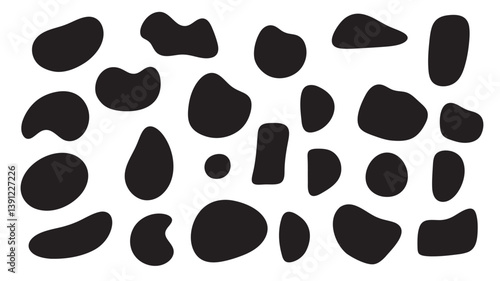 abstract blob shape images in bohemian style, monochrome