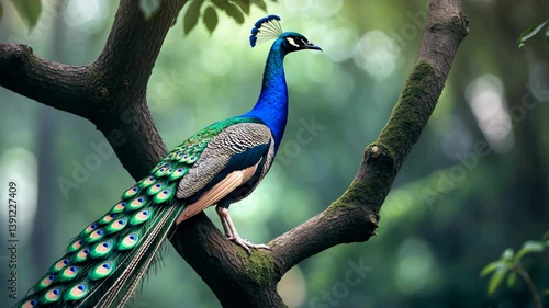 The peacock, known as the peacock bird, is a striking and vibrant bird recognized for its bright feathers and intricate feather displays.