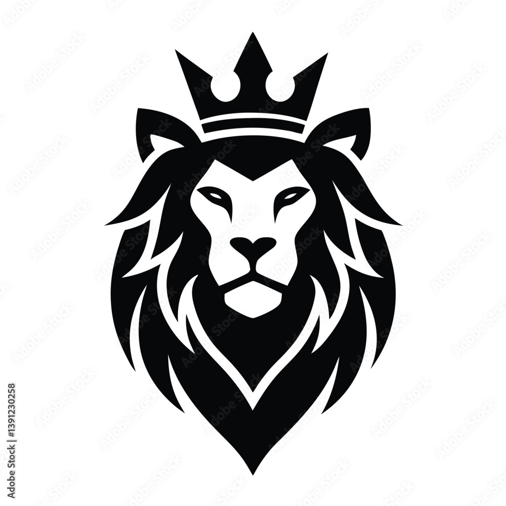 Powerful lion head vector, wild predator art Powerful lion head vector, wild predator art
