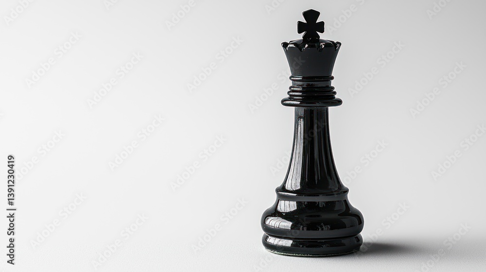 Abstract concept of leadership: one black chess king standing alone on a white background Abstract concept of leadership: one black chess king standing alone on a white background