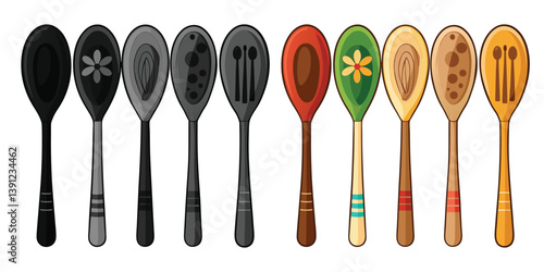 Brown Handcrafted Wooden Spoon Set SALE symbol for business with home decor.