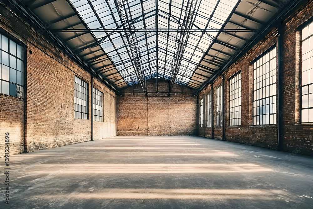 Spacious industrial space featuring large windows and brick walls, perfect for photography, events, and creative projects. Spacious industrial space featuring large windows and brick walls, perfect for photography, events, and creative projects.