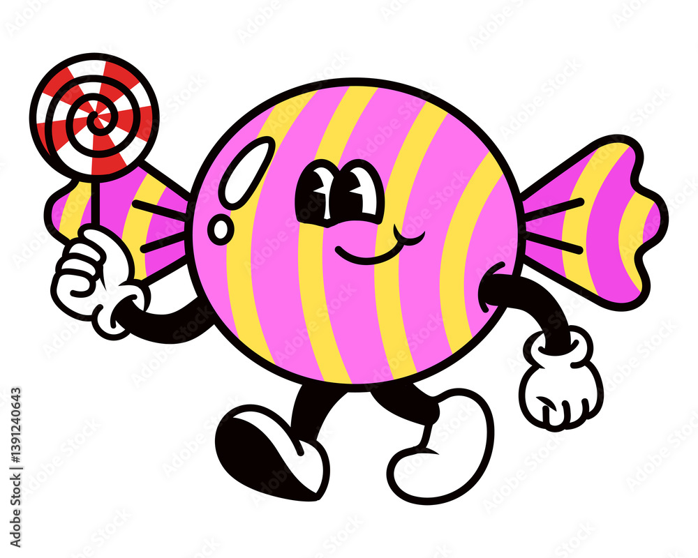 Fototapeta premium Retro candy png, cartoon illustration, transparent background