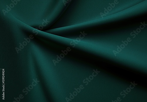 Smooth Dark Green Fabric Draping Elegantly with Soft Textures in Dim Light
