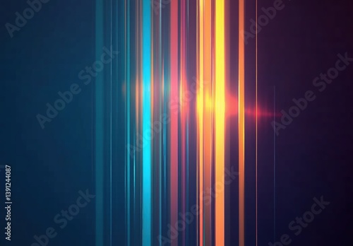 Dynamic Light Rays Emitting from Dark Background Creating Vivid Color Stripes
