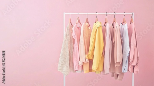 Wallpaper Mural Clothes of various colors hanging on a simple clothing rack Torontodigital.ca