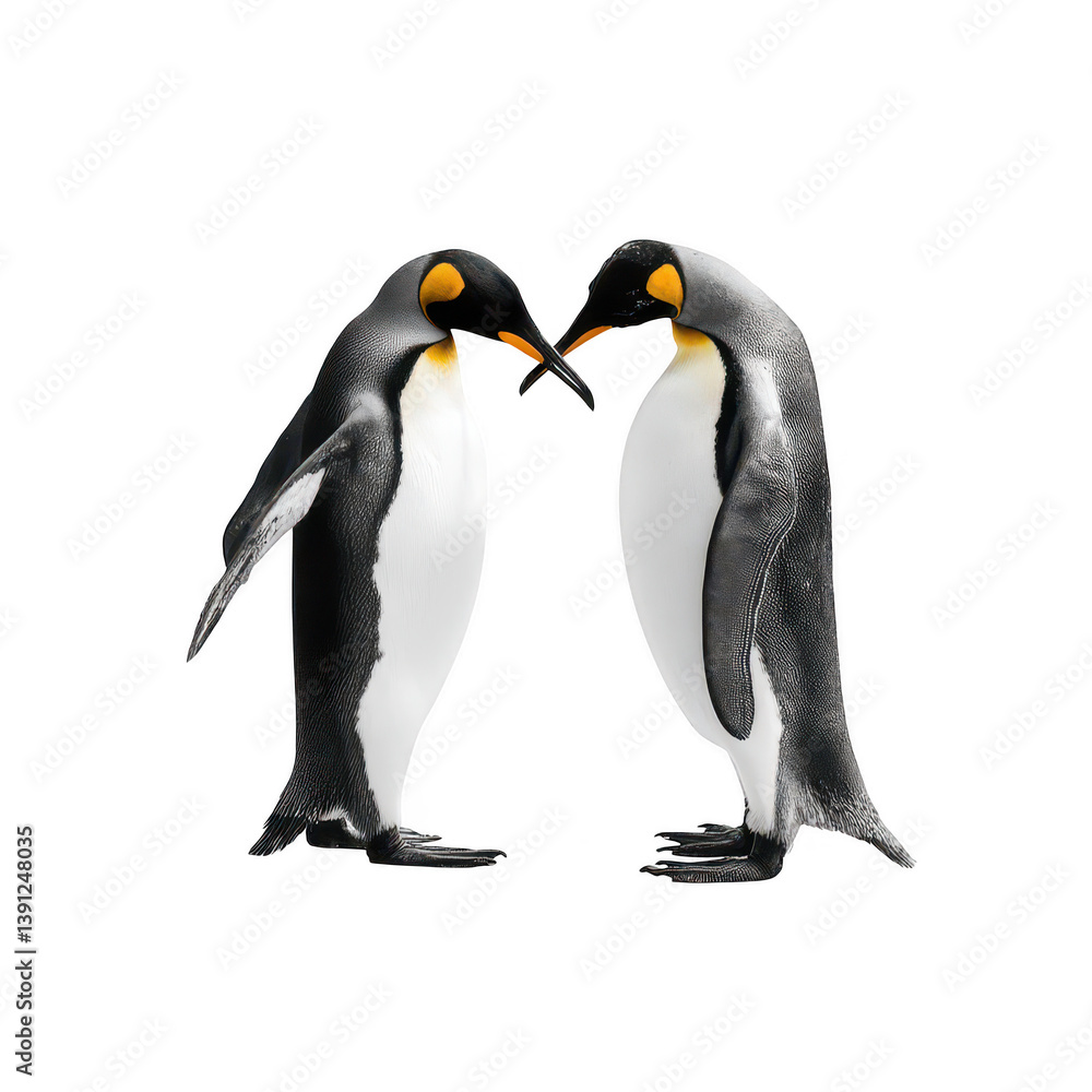 Naklejka premium Romantic penguins forming heart shape in nature wildlife photography antarctic environment close-up view
