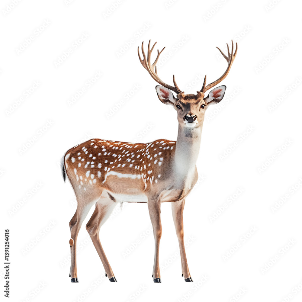 Gentle Deer Standing in Soft Light Antlers High Isolated on Transparent Background Gentle Deer Standing in Soft Light Antlers High Isolated on Transparent Background