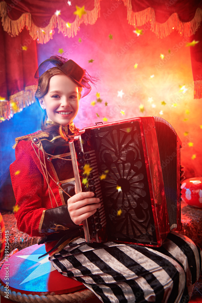 Fototapeta premium clown with accordion