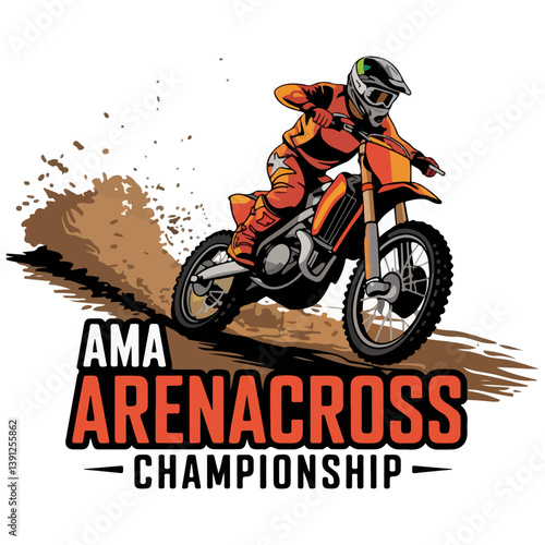 Motocross Rider Jumping Action Vector
